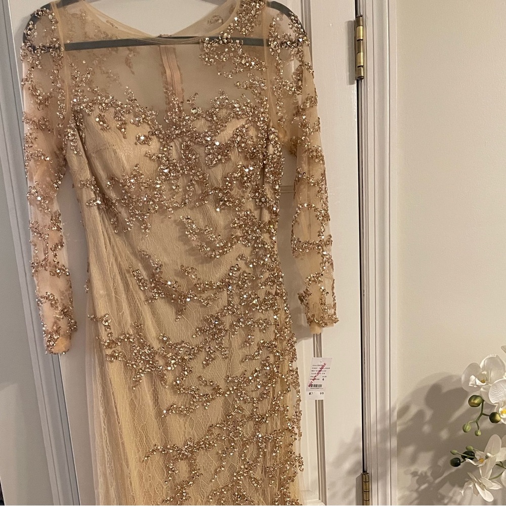 Elegant Gold Beaded Gown